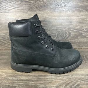 Timberland Women's Size 7.5 Premium 6-Inch Black Nubuck Waterproof Boots